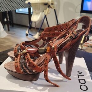 Aldo Tan and Brown Studded Heels